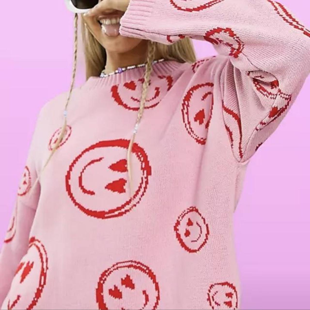 pink smiley face jumper asos