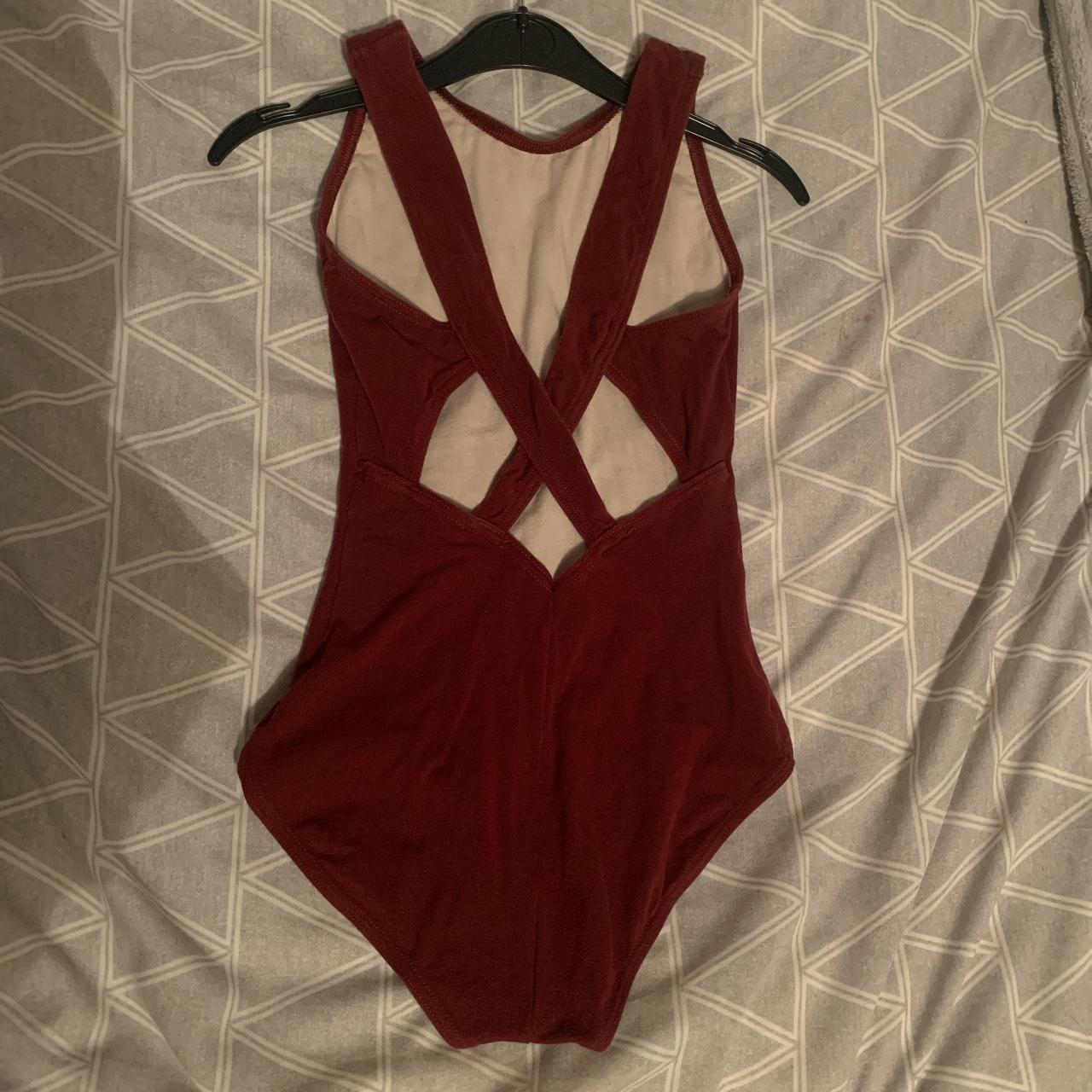 Burgundy capezio ballet leotard size small Depop