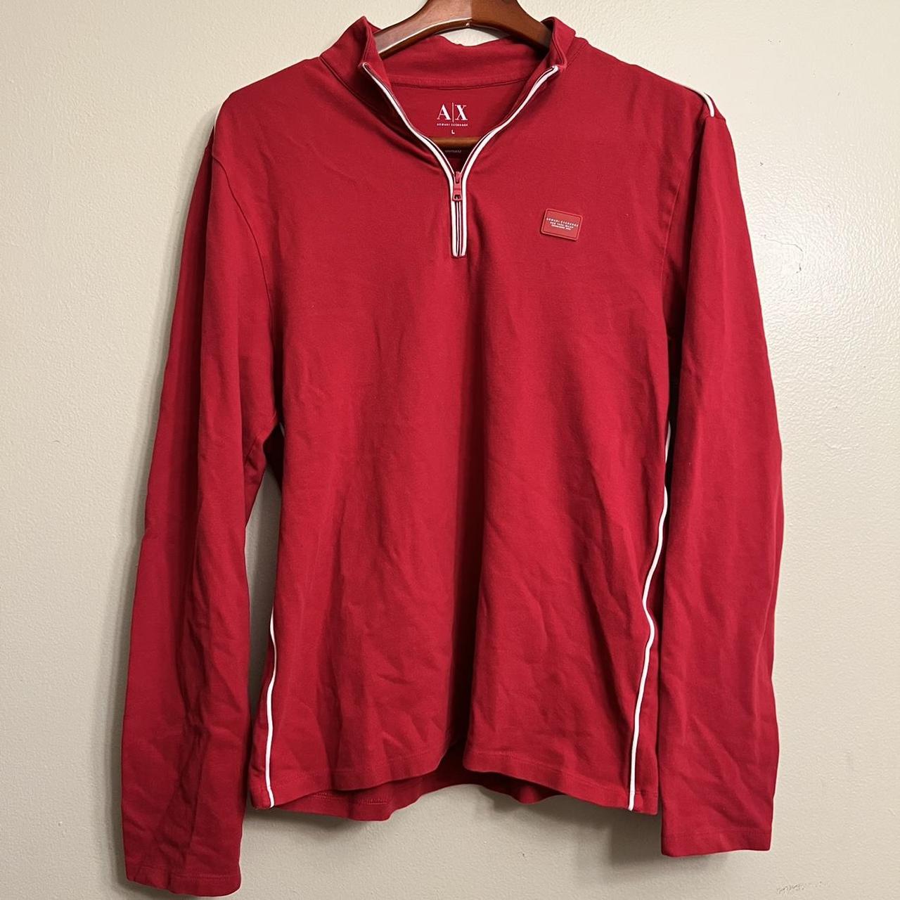 Red Armani exchange quarter zip labeled as size... Depop