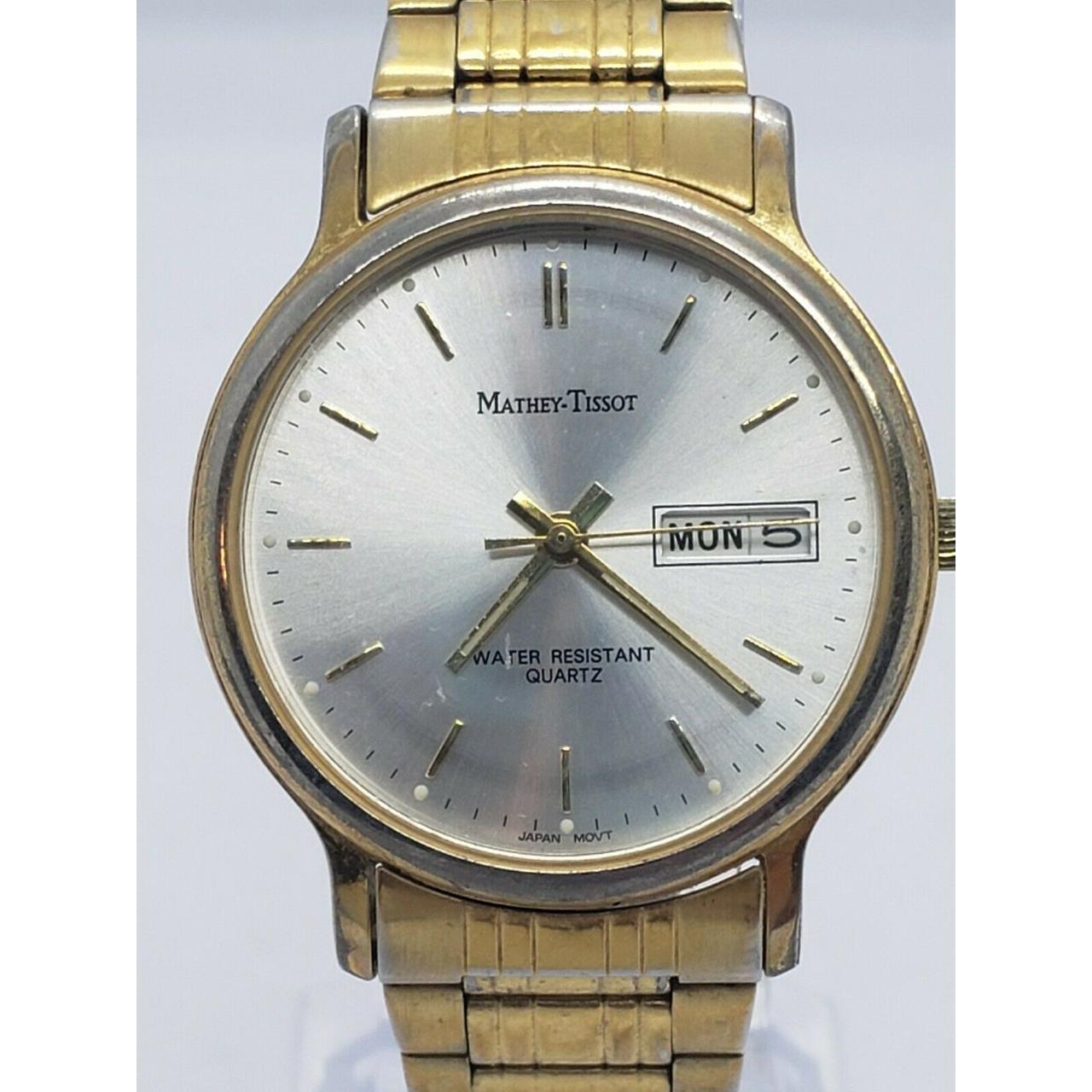 Mathey Tissot Gold Toned Water Day Date Resistant Depop