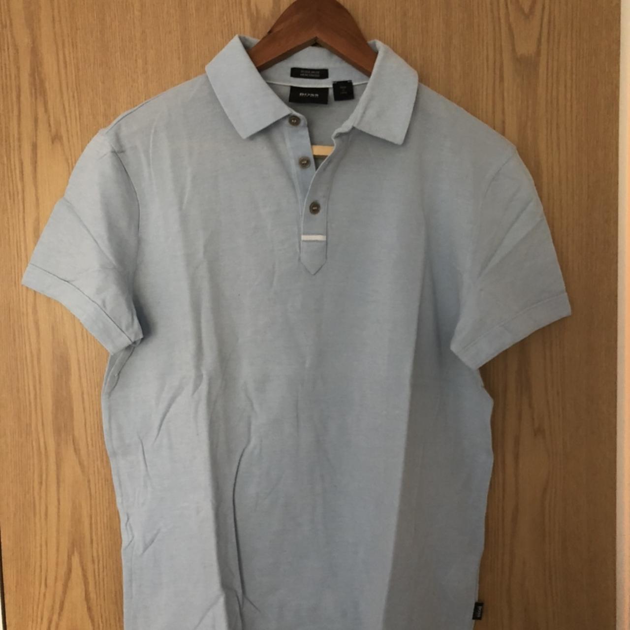 Hugo Boss baby blue polo Hardly worn but a sick... - Depop