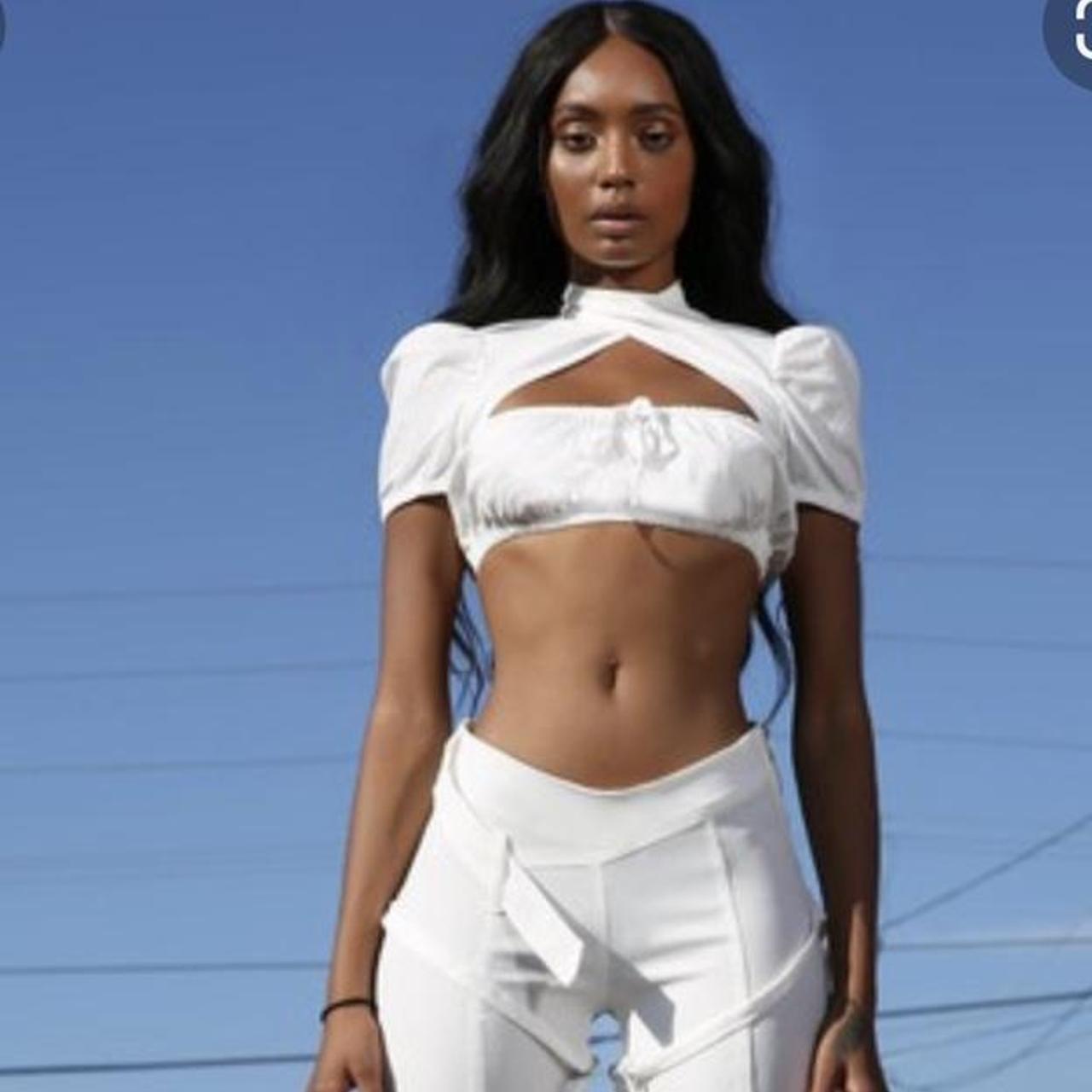 BRAND NEW WITH TAGS I am gia white Pandora crop top... | Depop