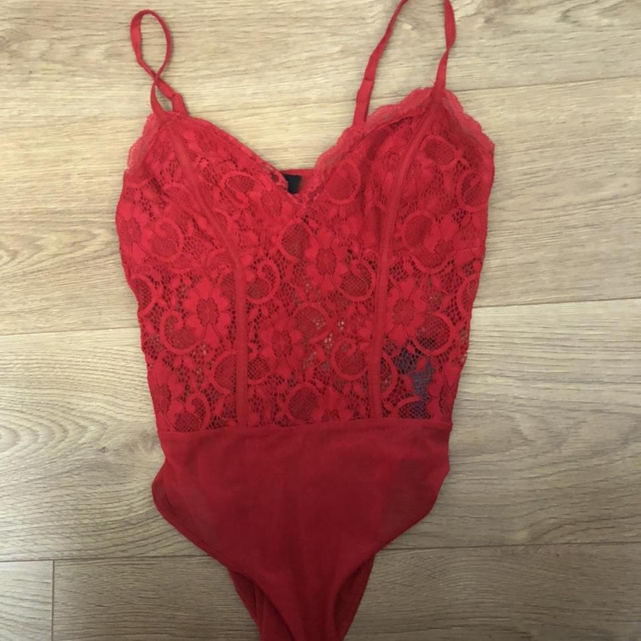 New look red lace bodysuit - Depop