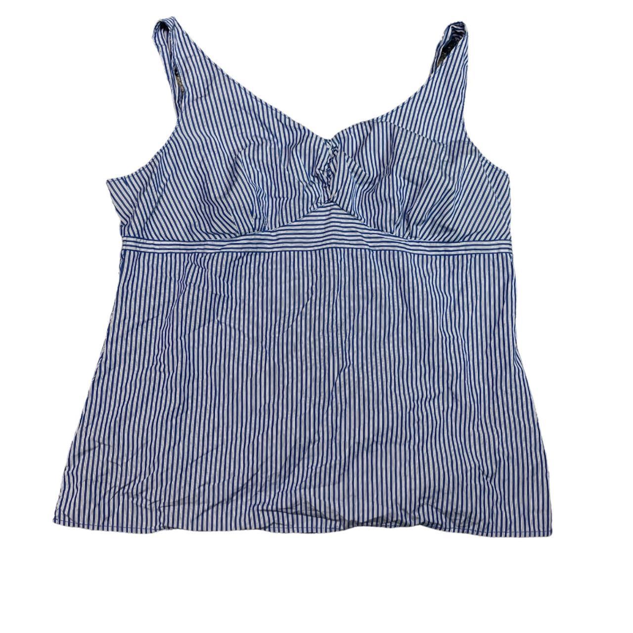 Tommy Hilfiger Blue Stripe V Neck Tank Top Size:... - Depop