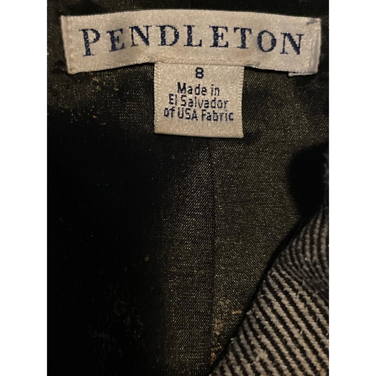 Pendleton Black & White Herringbone Print Wool Silk... - Depop