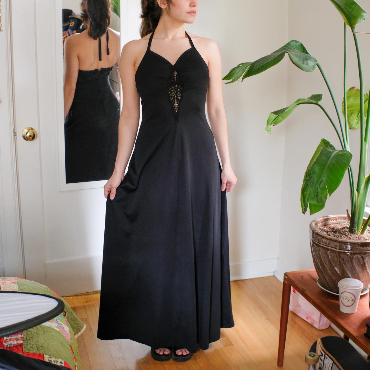 70s black tie dress