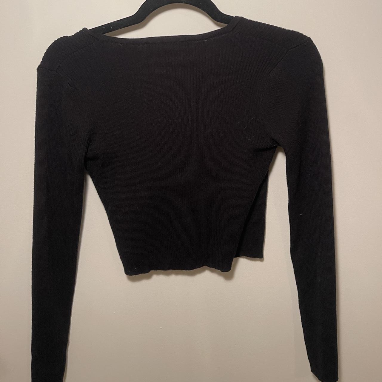 Rare Brandy Melville cropped black sweater with deep... - Depop