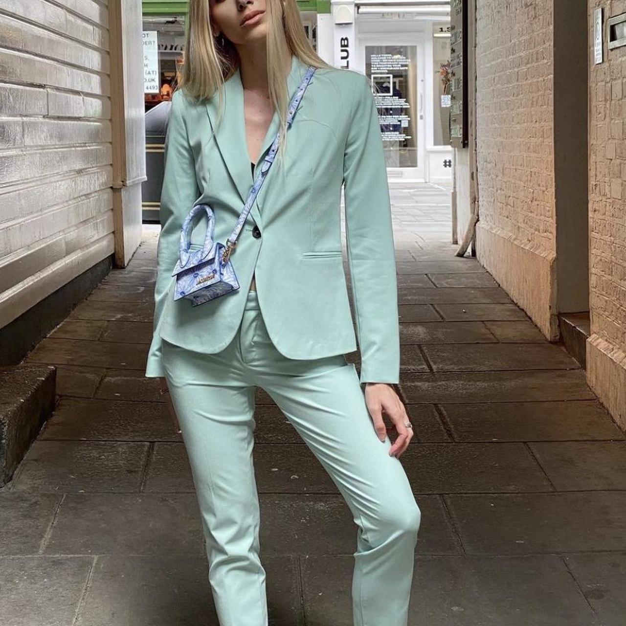 Zara mint colour suit blazer with matching... Depop