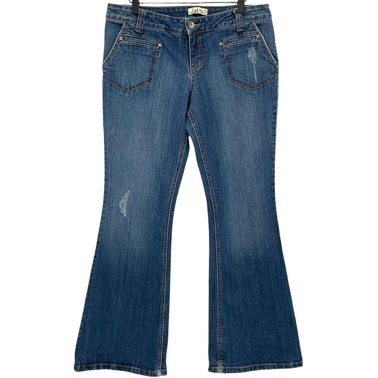 Vintage Y2K l.e.i. low rise flare jeans in dark wash - Depop