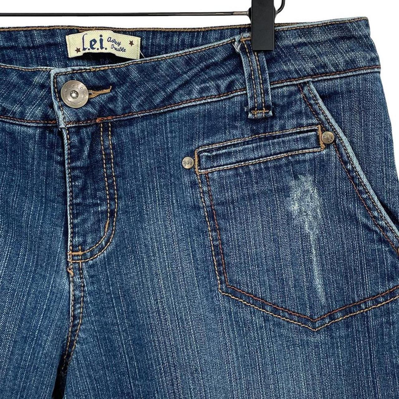 Vintage Y2K l.e.i. low rise flare jeans in dark wash... - Depop
