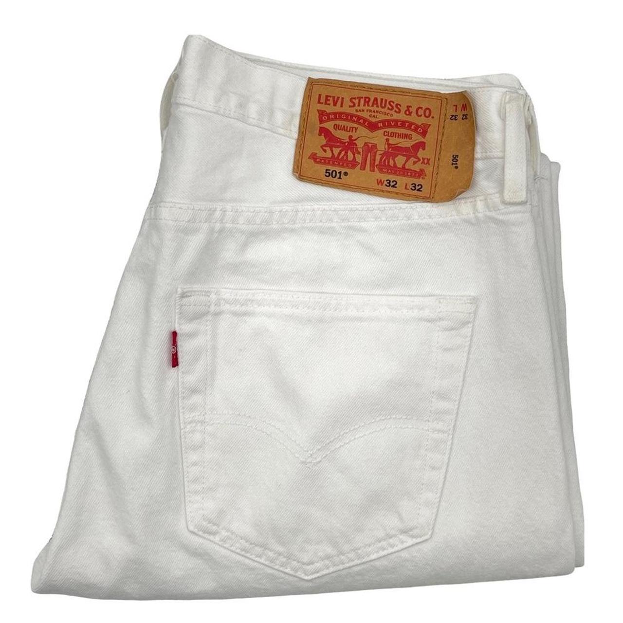 white levi 501 button fly jeans