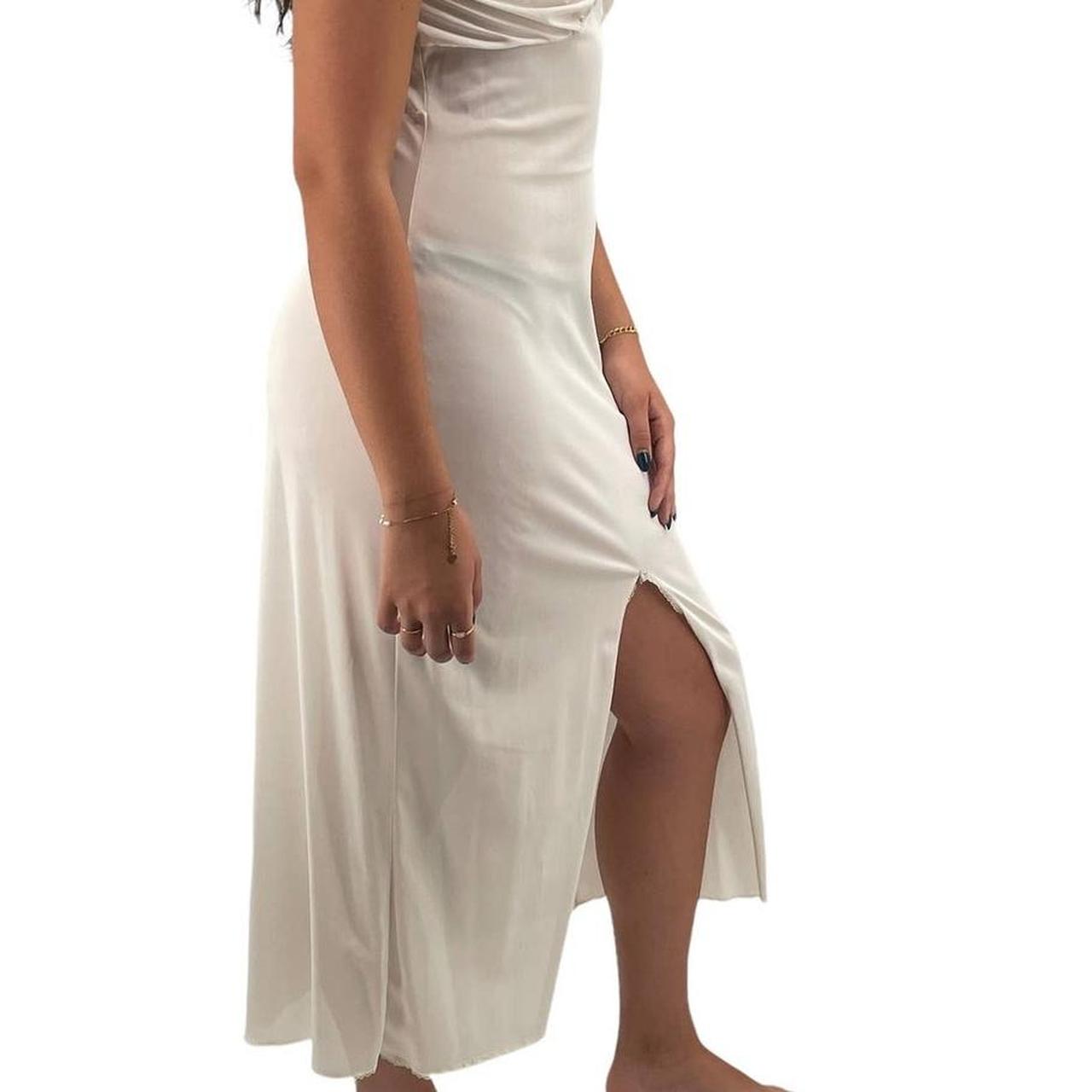 Vintage slip / nightgown in off-white 100% nylon - Depop