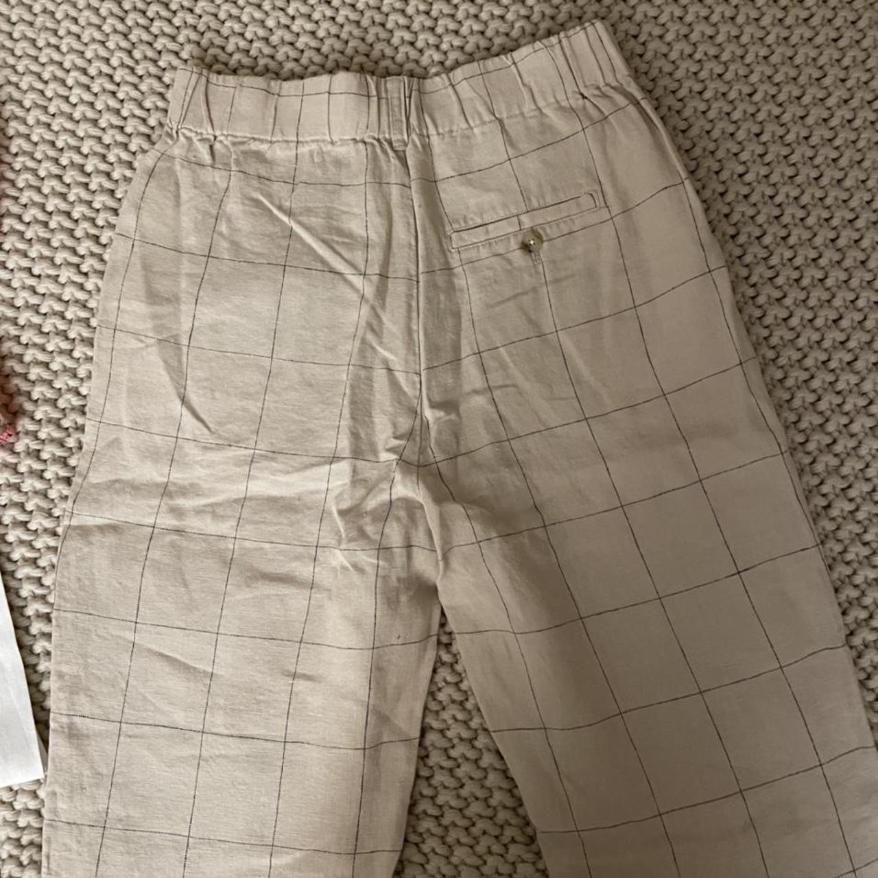 Madewell linen pleated taper wide-leg pants, size... - Depop
