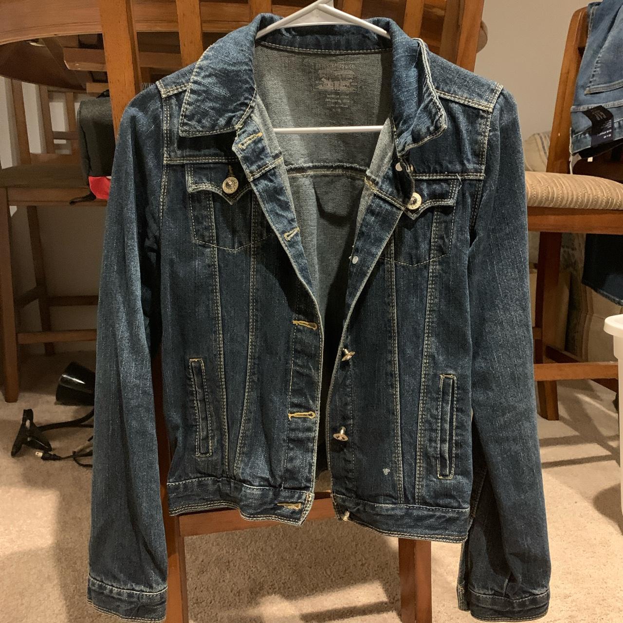 Levi’s denim jacket with rhinestone buttons, size XL... Depop