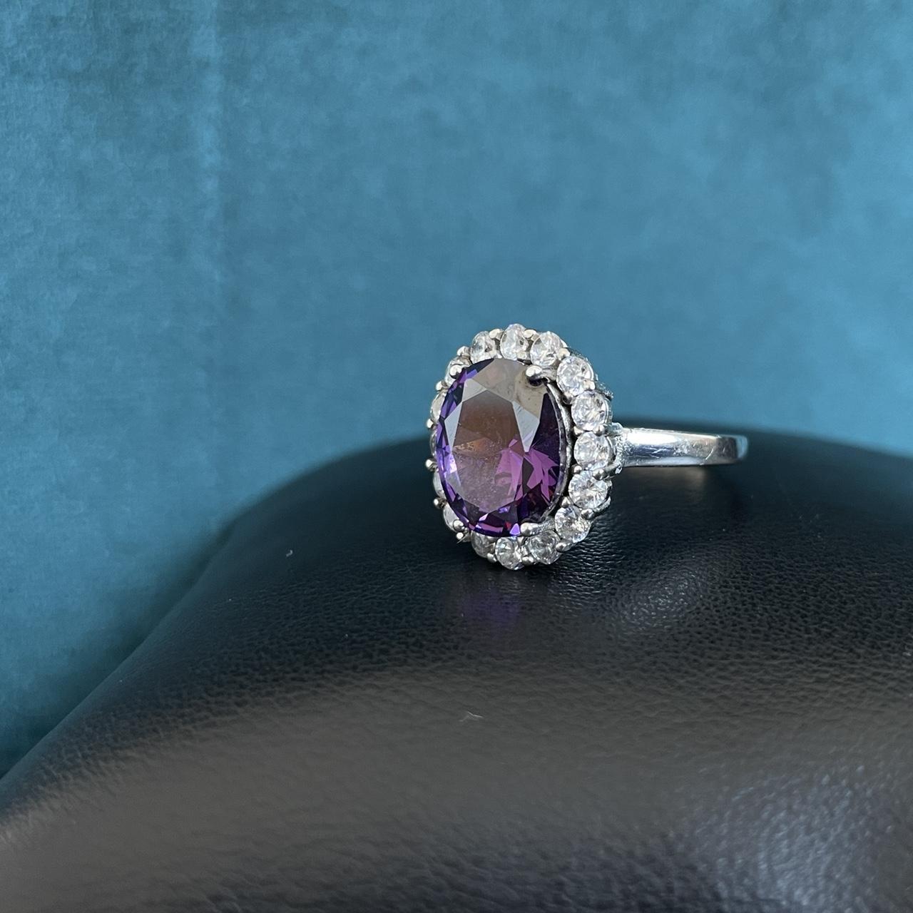 Amethyst Cubic Zirconia Sterling Silver Ring. 🎶if... - Depop