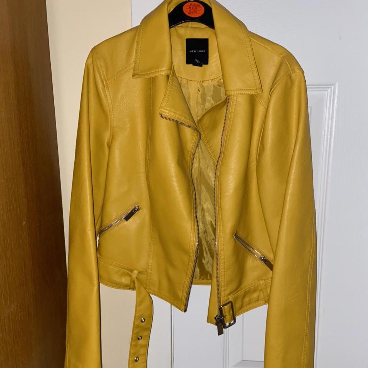 Mustard Yellow Leather Jacket in excellent... Depop