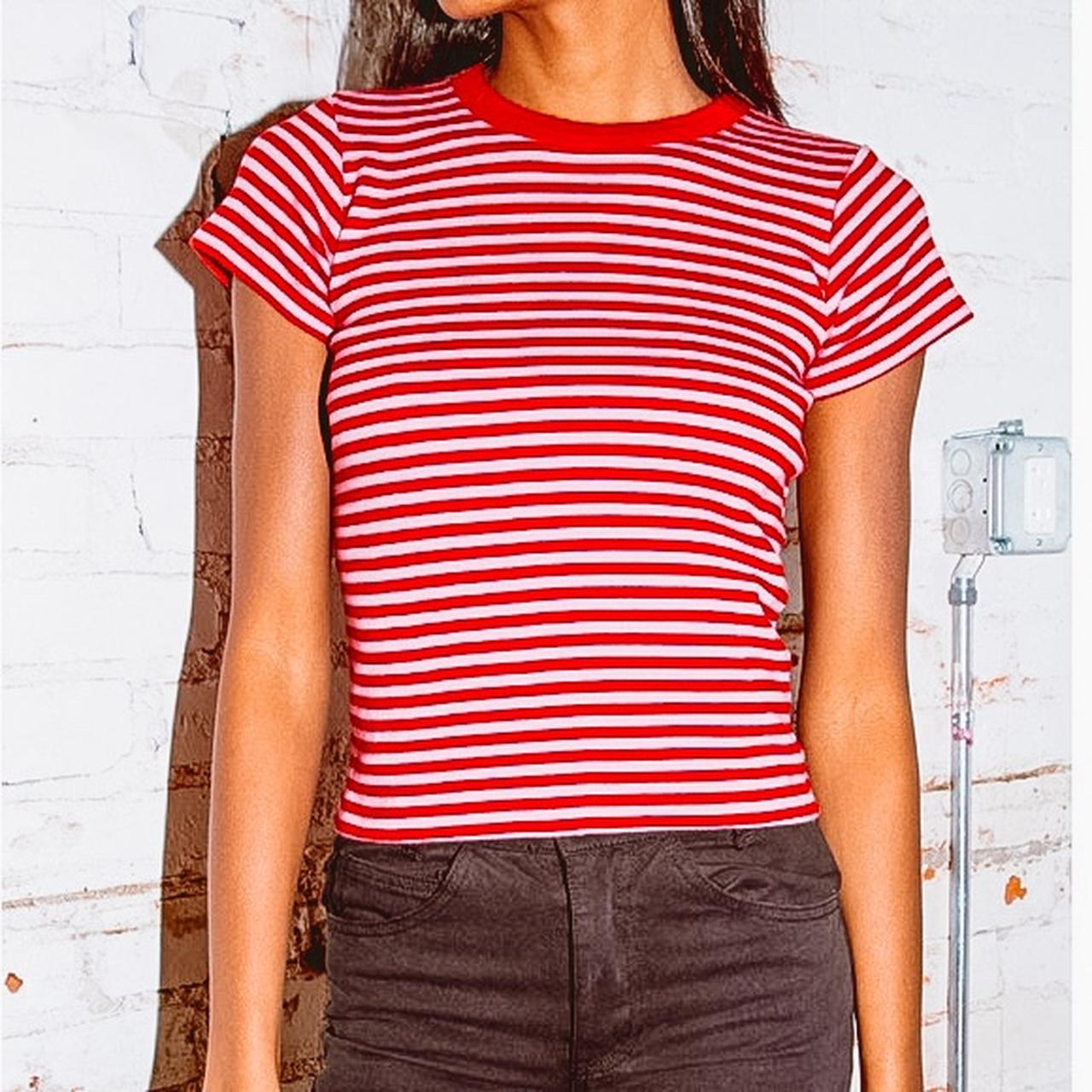 brandy melville red & white striped hailie top!, one