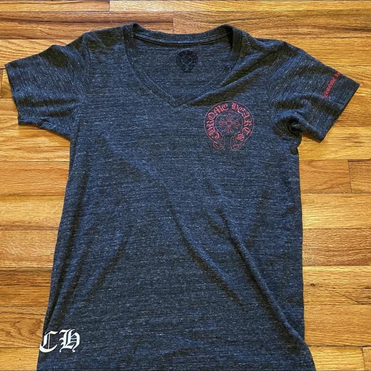 Chrome Hearts Women's Red and Grey T-shirt | Depop