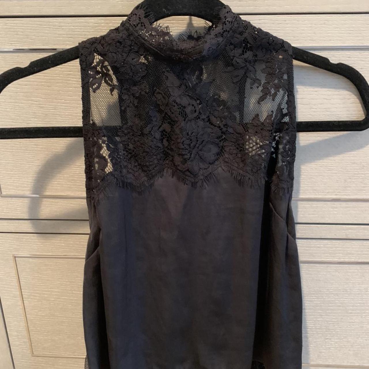 Free People lace back black shirt, size XS! In great... - Depop