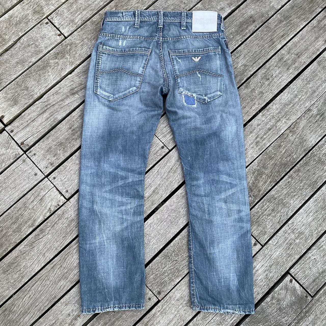 Vintage Armani Distressed Jeans Blue Good... Depop