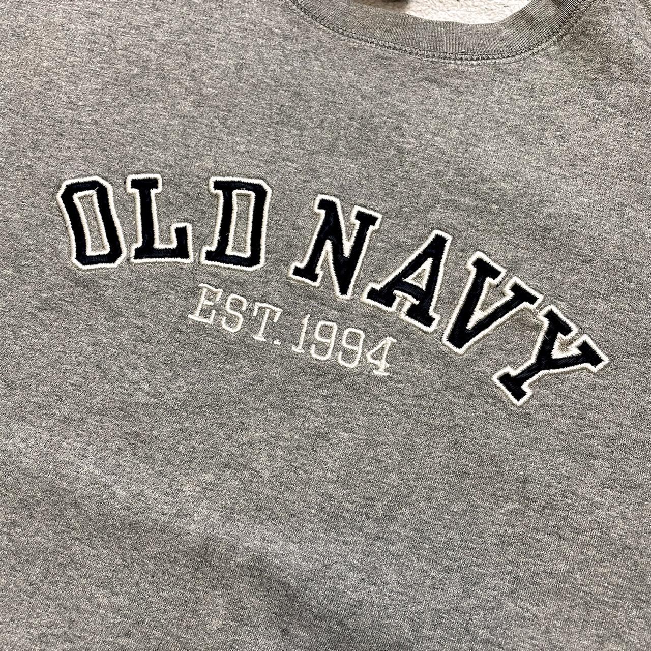 Vintage 90s grey old navy 80% cotton sweatshirt with... - Depop