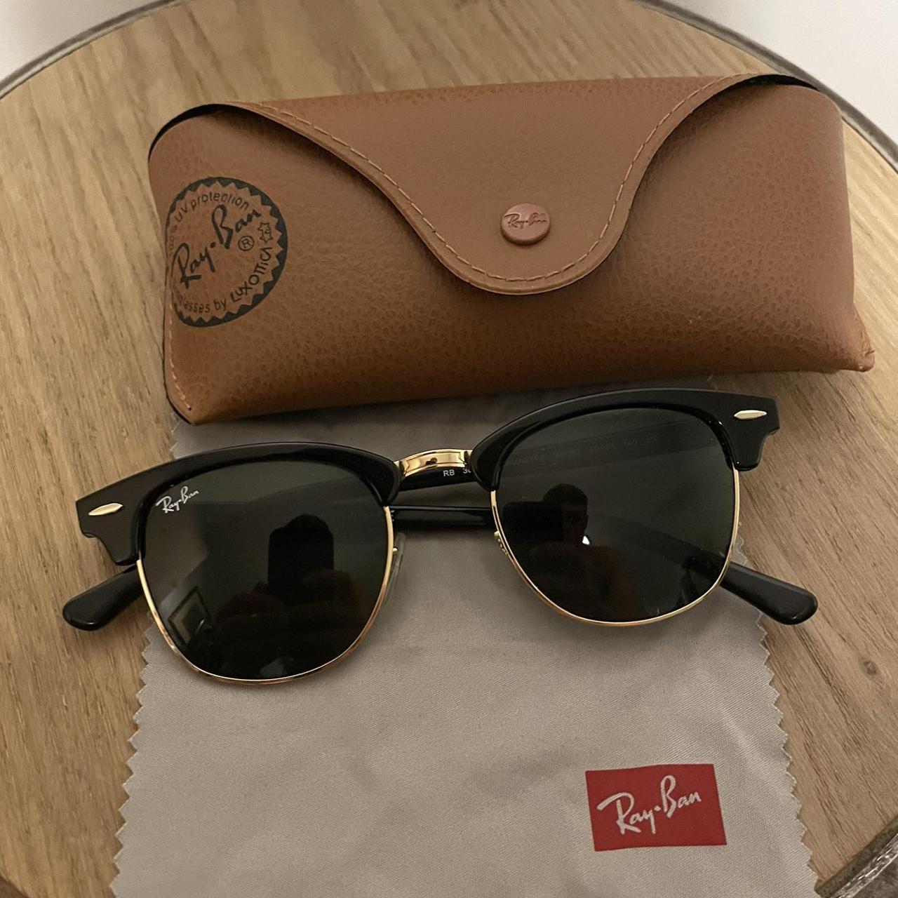 Black and gold ray ban club master sunglasses mint... - Depop