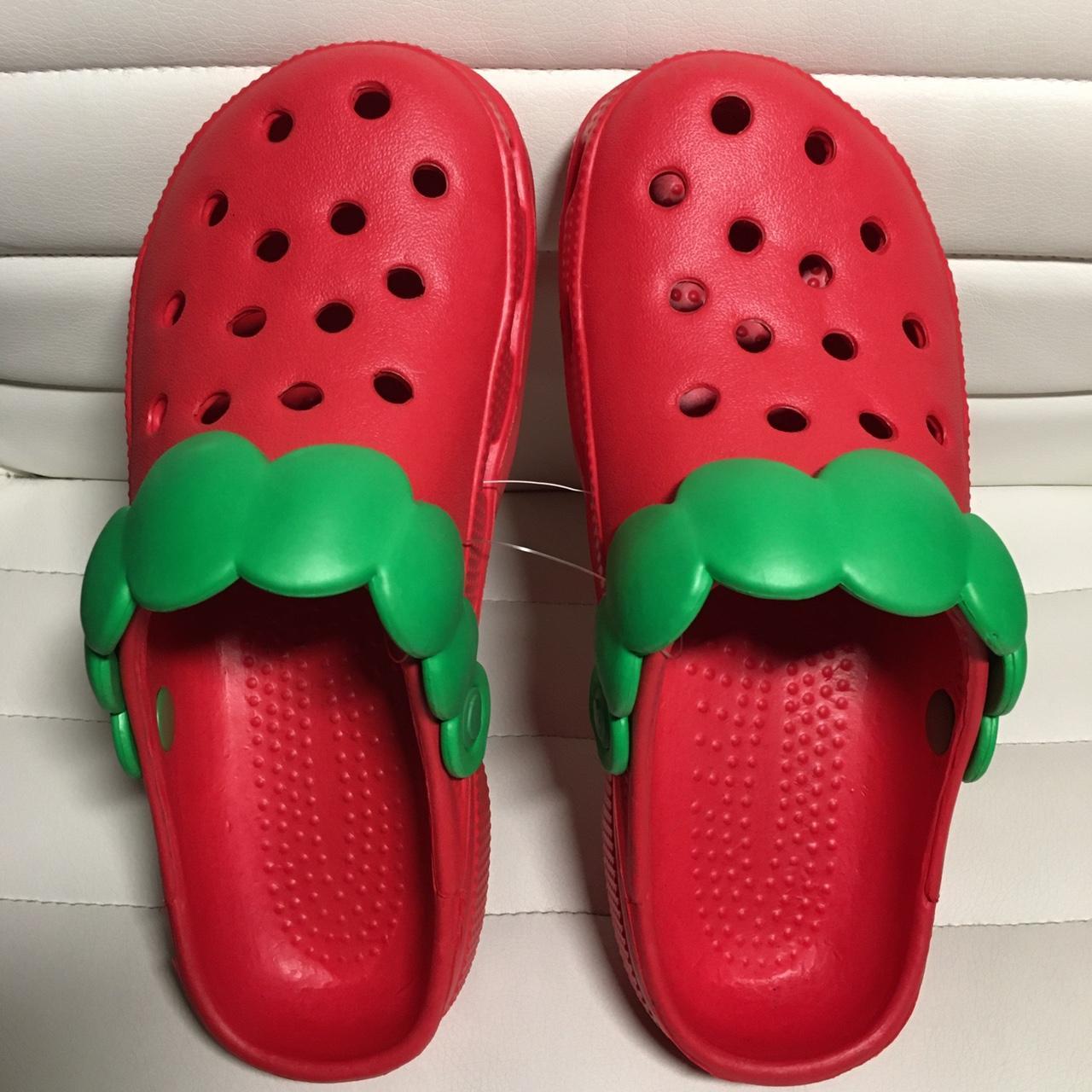Rare Red strawberry ("Crocs") shoes/sandals/ slip... Depop