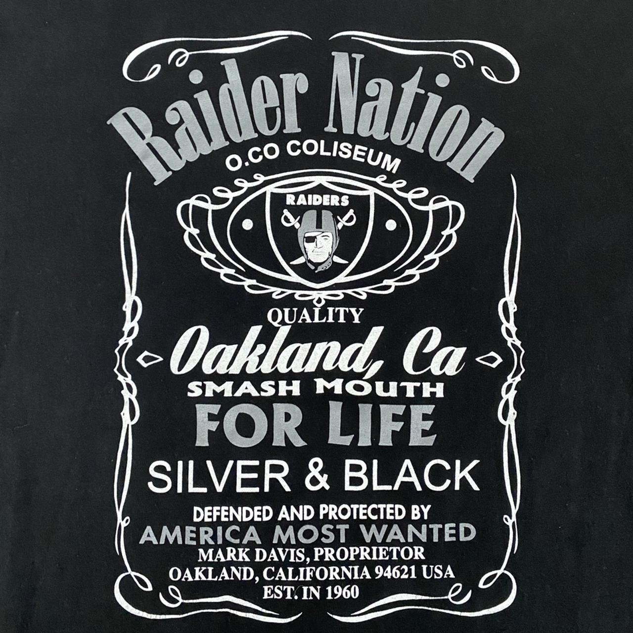 Vintage Oakland Raiders T Shirt Sliver & Black - Depop