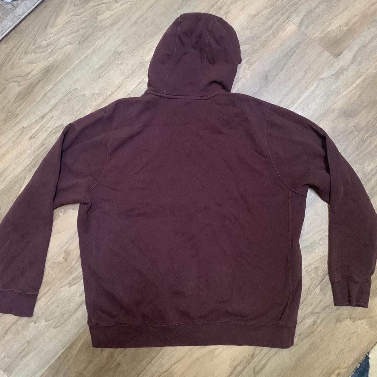 XL Vintage Maroon nike hoodie with no strings in... Depop