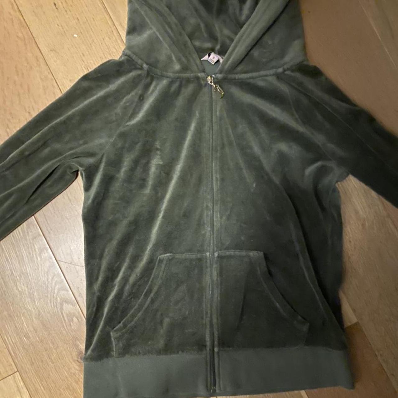 Real Juicy couture olive green zip up Gold accents... - Depop