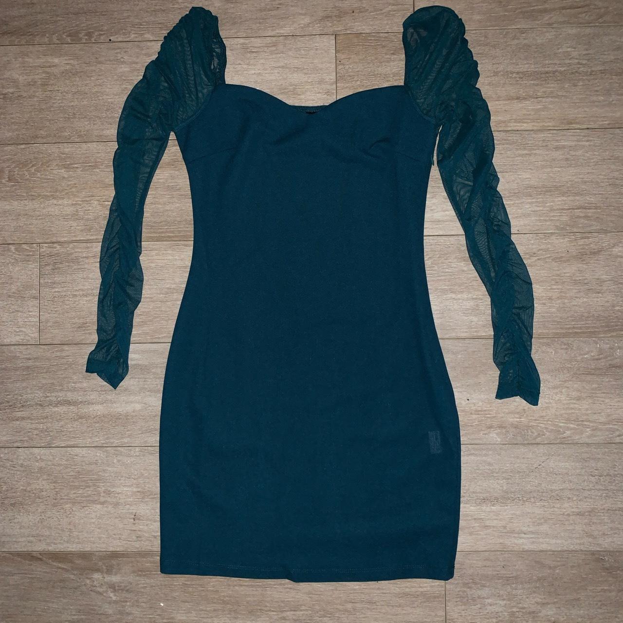 jade green dress mesh sleeves Depop