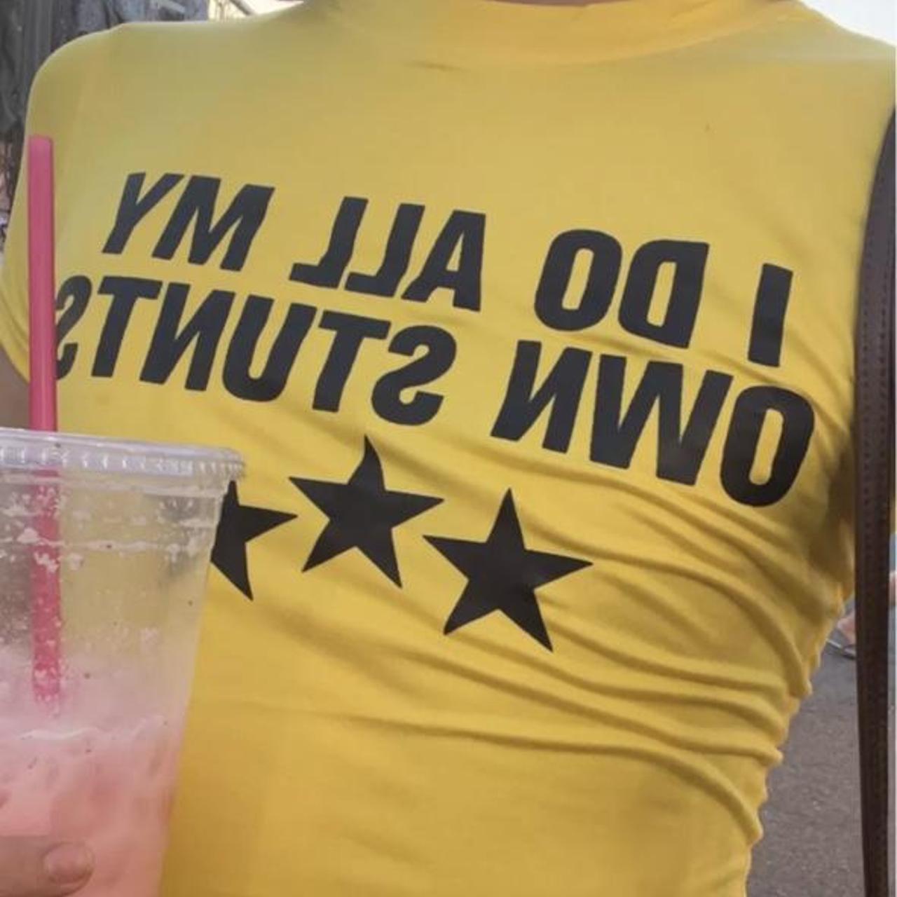 OMIGHTY Women's Yellow and Black Croptop Depop