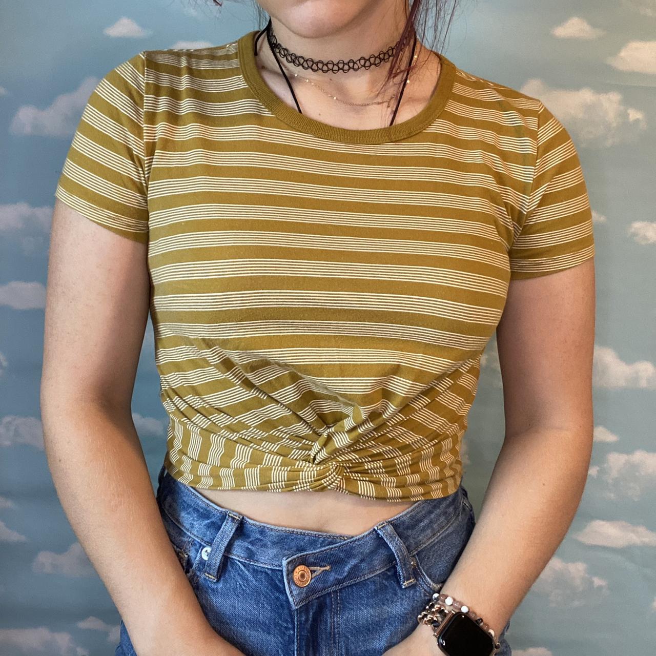 Crop Tee Forever 21 Striped Tie Front Crop Top Striped Knot Front