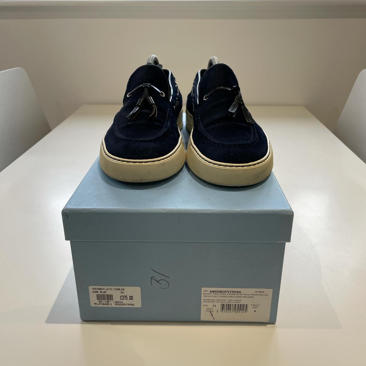 Navy suede Lanvin sneaker / mocassin - UK 6... - Depop
