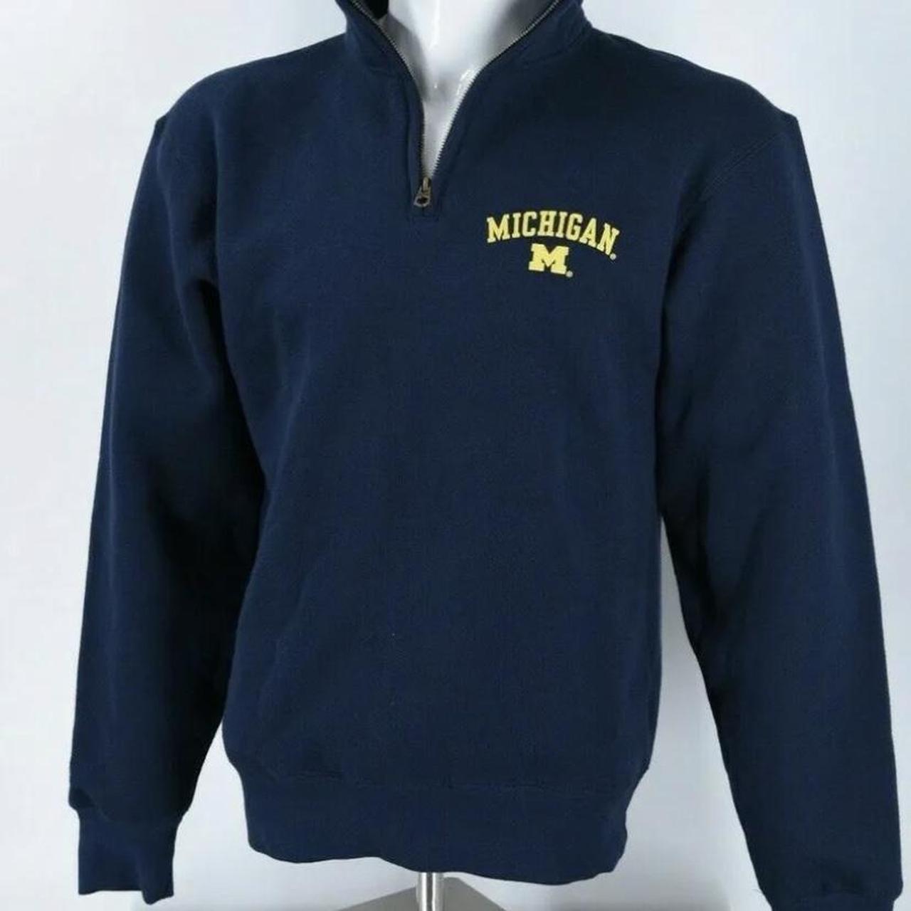 University of Michigan Wolverines Blue 1/4 Zip... - Depop