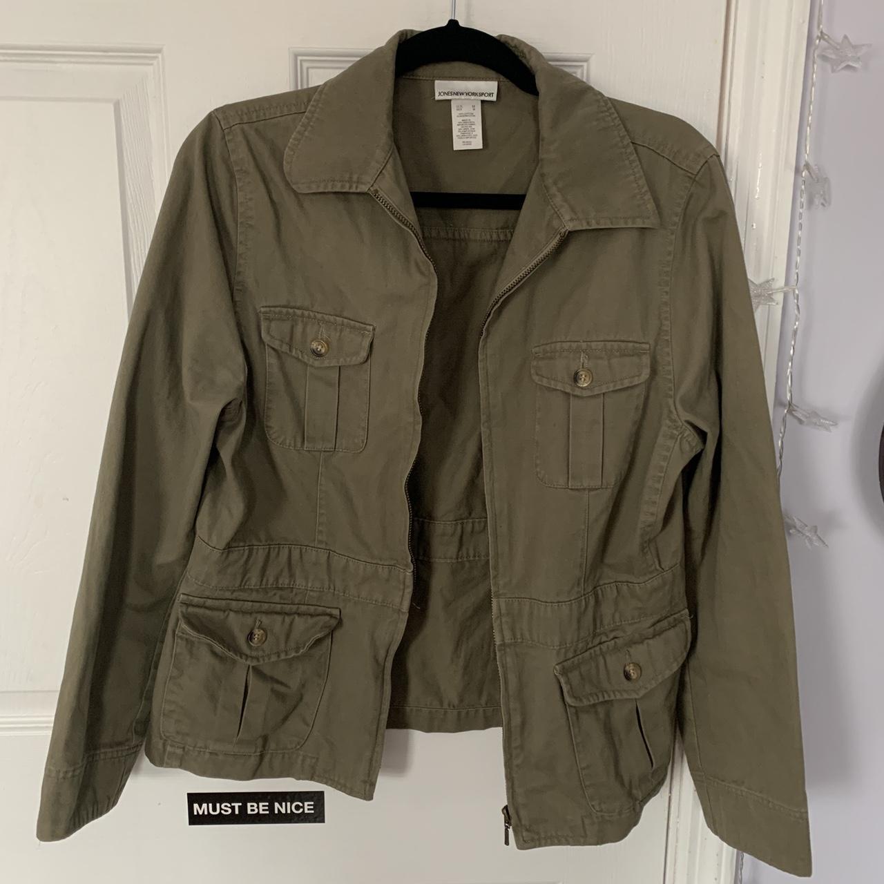 Green cargo jacket Size medium, but fits more like a... - Depop