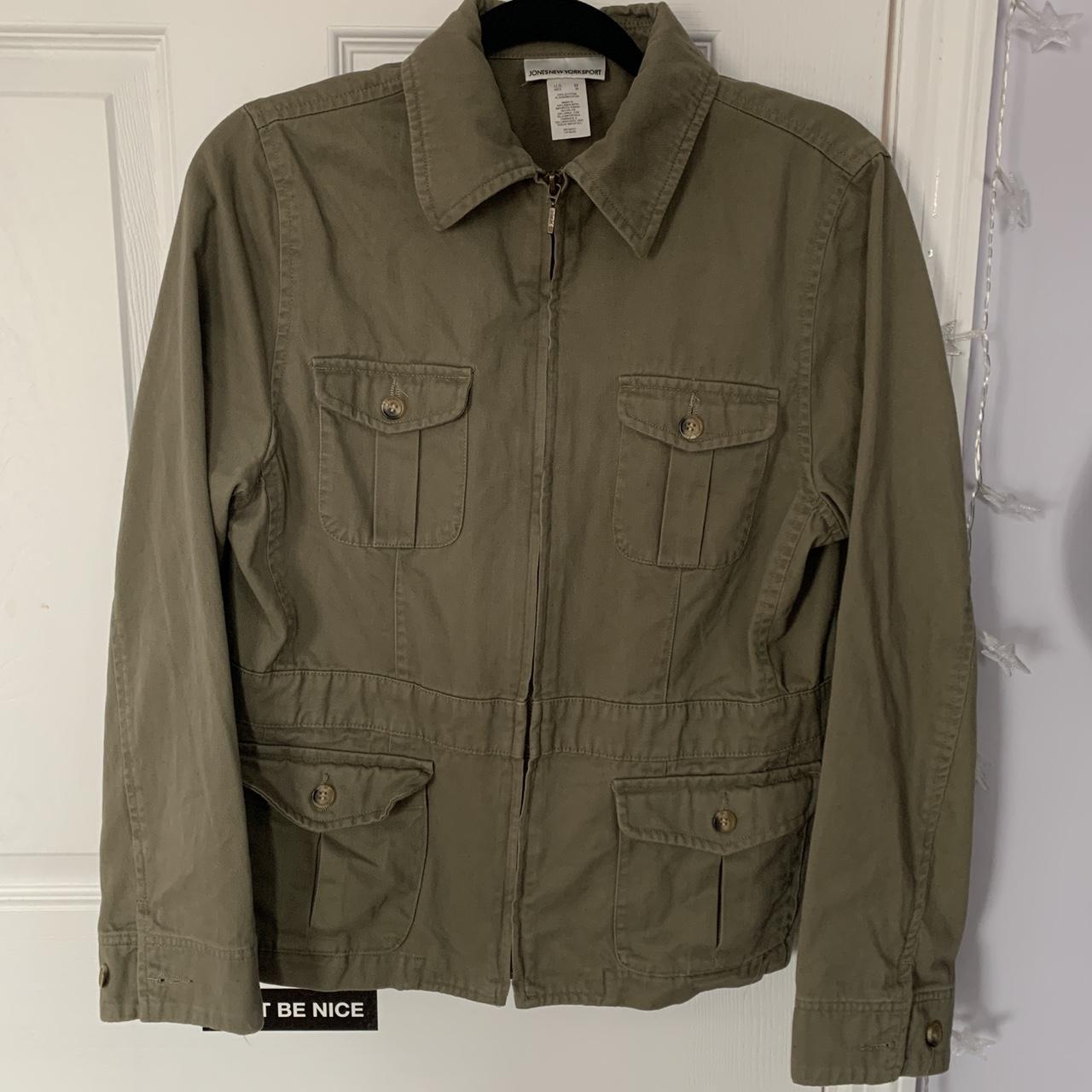 Green cargo jacket Size medium, but fits more like a... - Depop