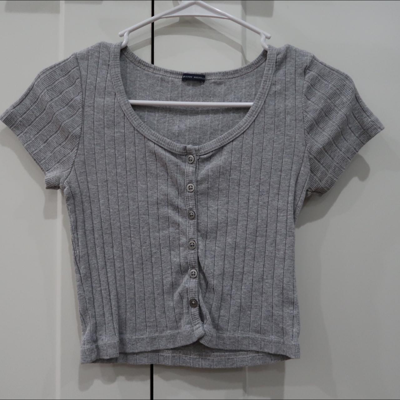 Brandy Melville Grey Zelly Top - Worn A Few Times... - Depop