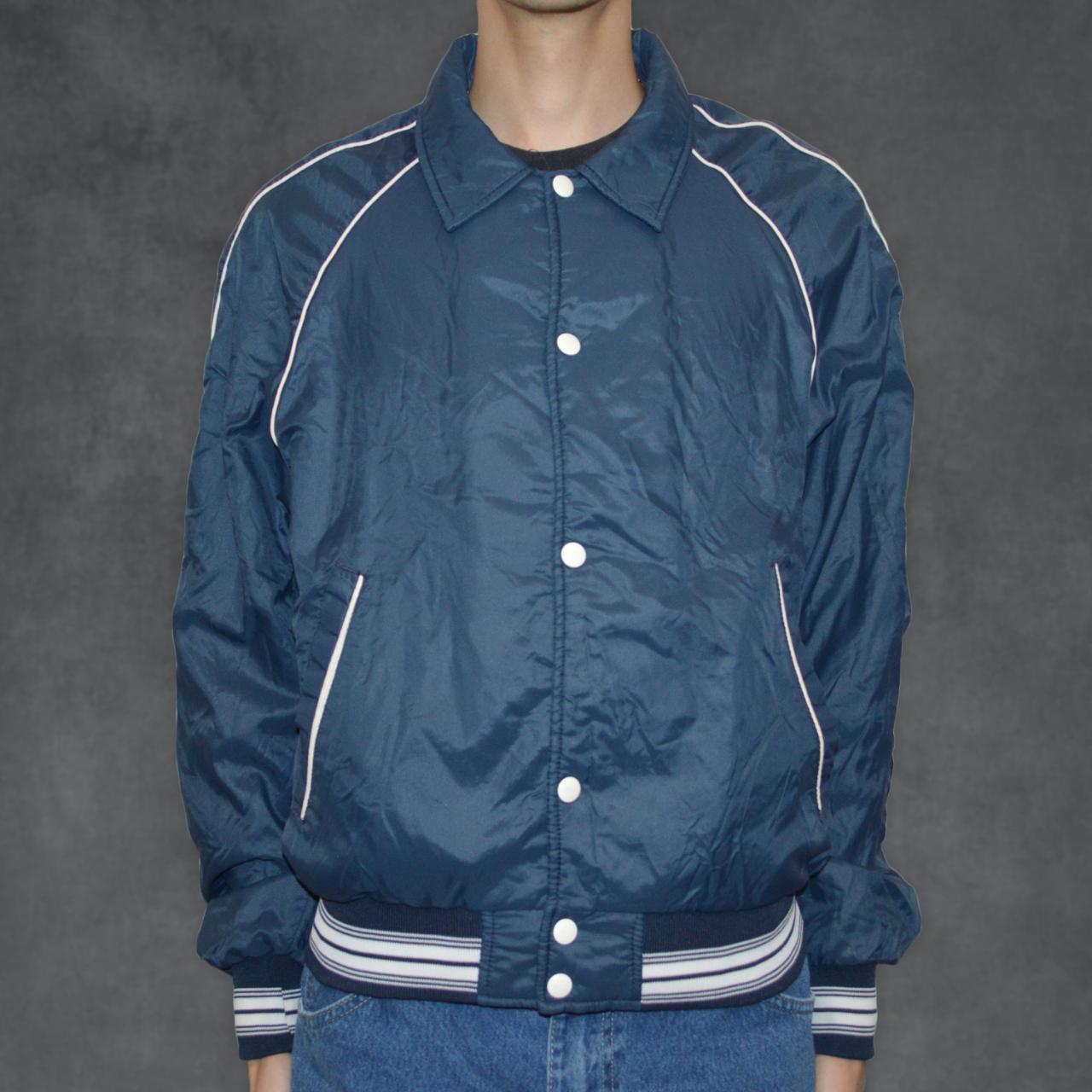 vintage jcpenney snap button up collared bomber... Depop