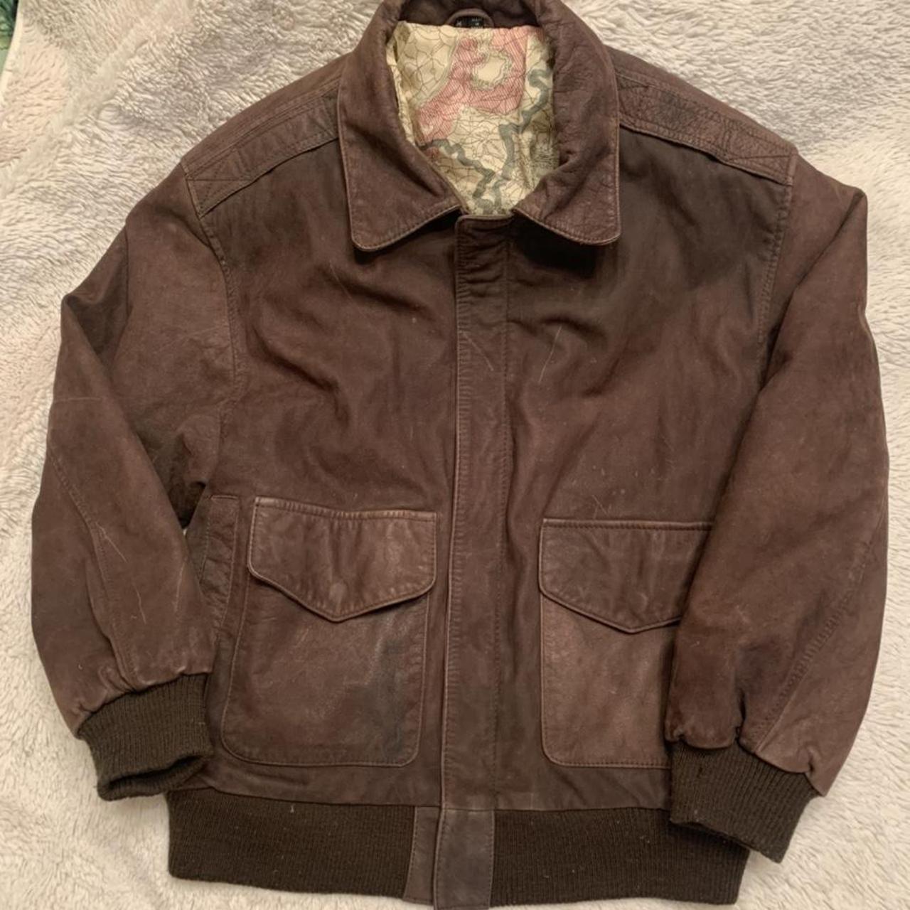 Vintage Brown Leather Bomber. Super Cute Really Good... - Depop