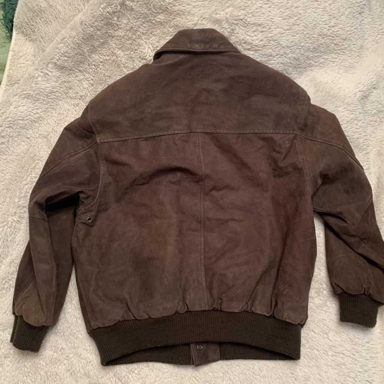 Vintage Brown Leather Bomber. Super Cute Really Good... - Depop