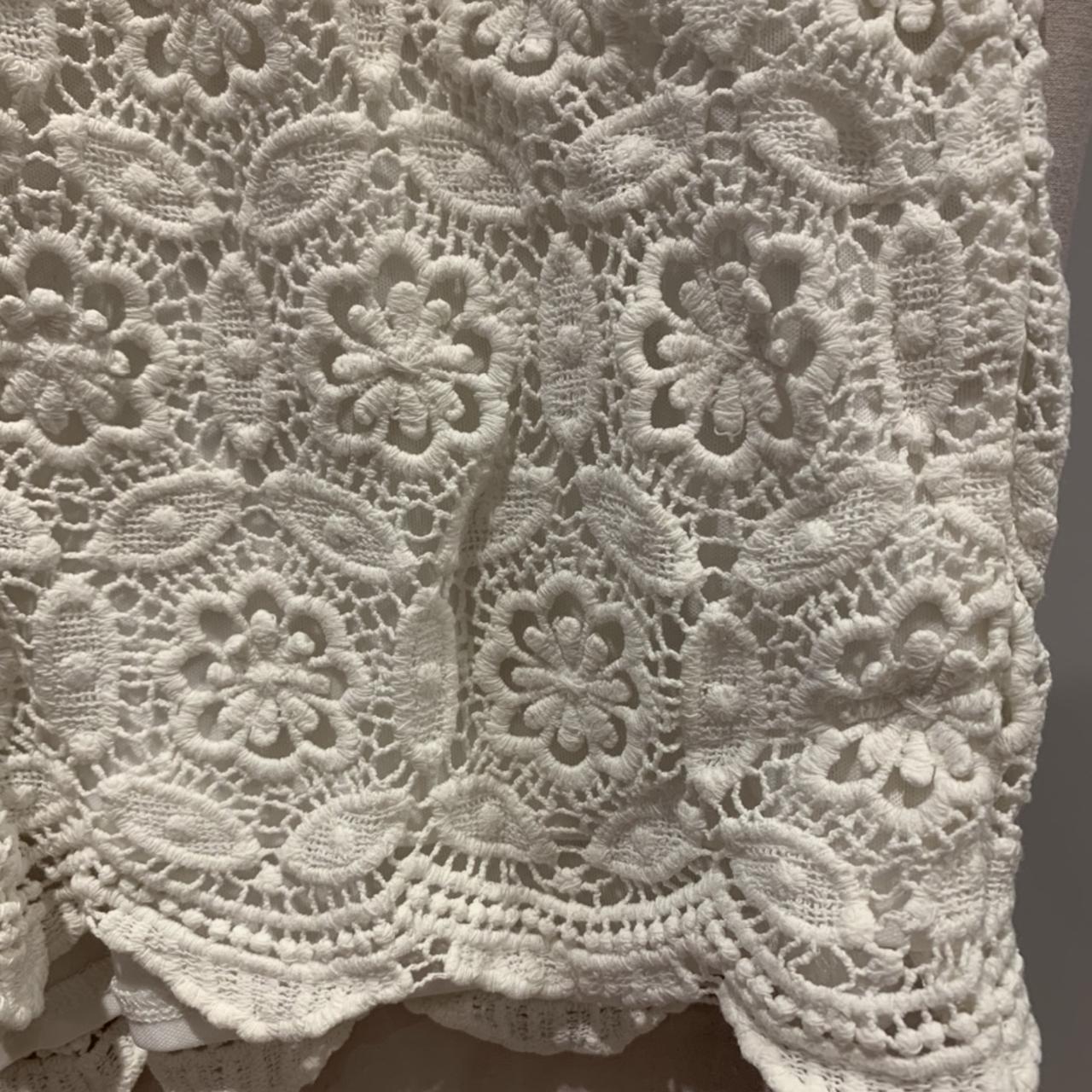 White New Look crochet shorts, size 6, worn a few... - Depop