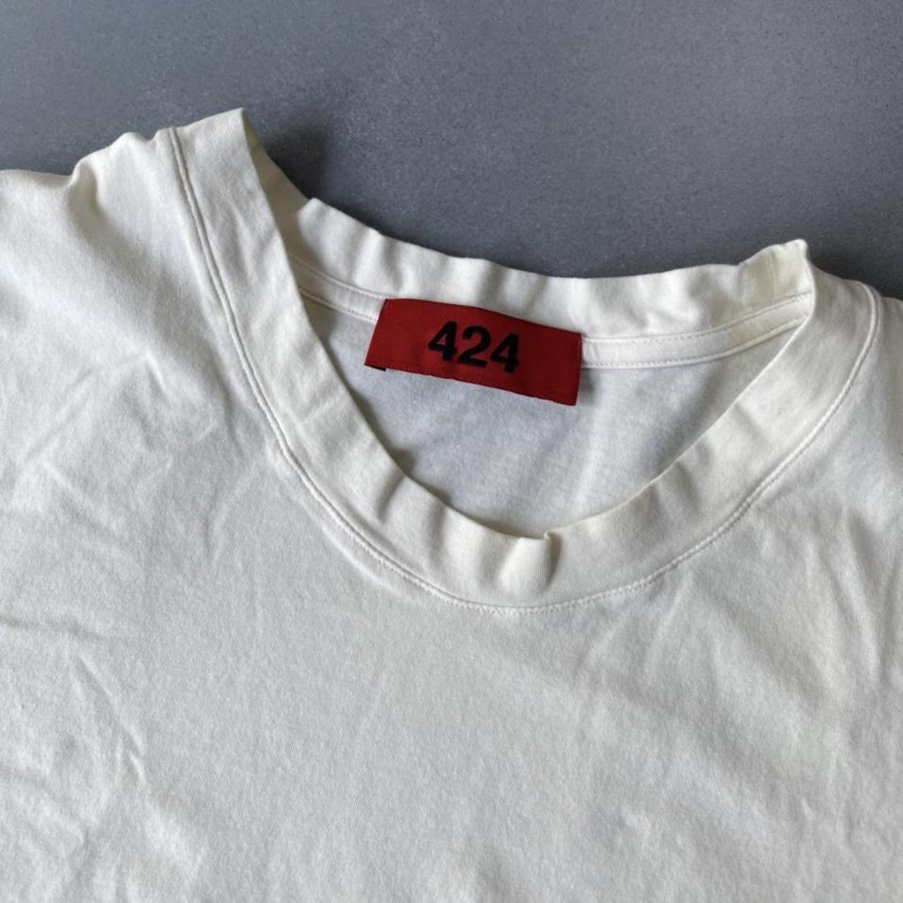 424 On Fairfax white logo cotton short sleeve shirt... - Depop