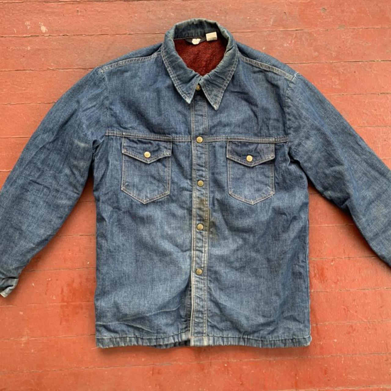 Perfectly distressed vintage 80s workwear denim coat... - Depop