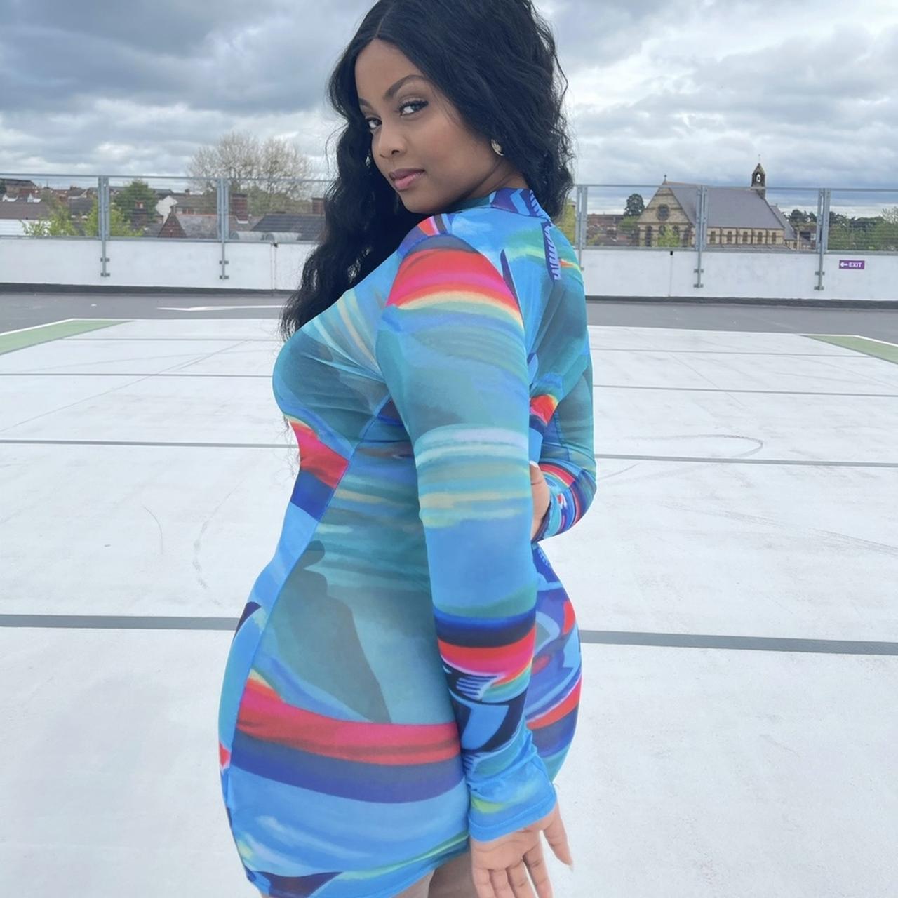 Colour Optic See through Mesh Dress, This