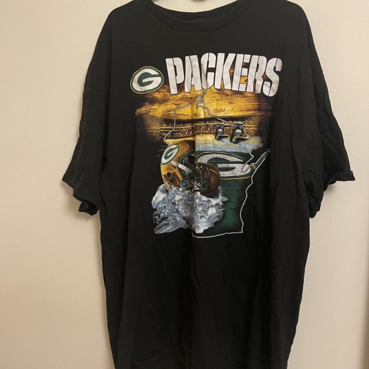 Vintage Green Bay Packers XXL Black T-Shirt - Depop