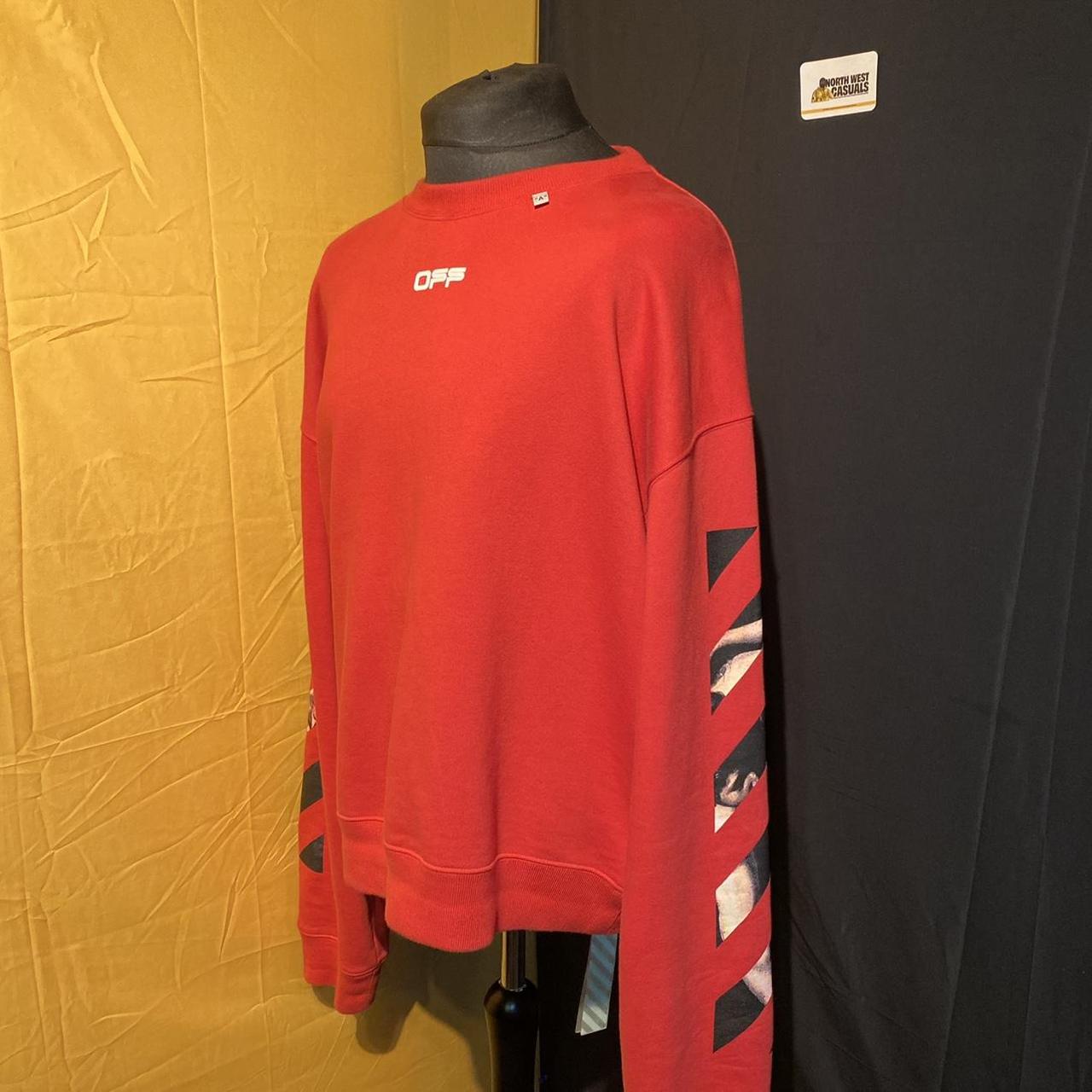 Off white store champion red hoodie