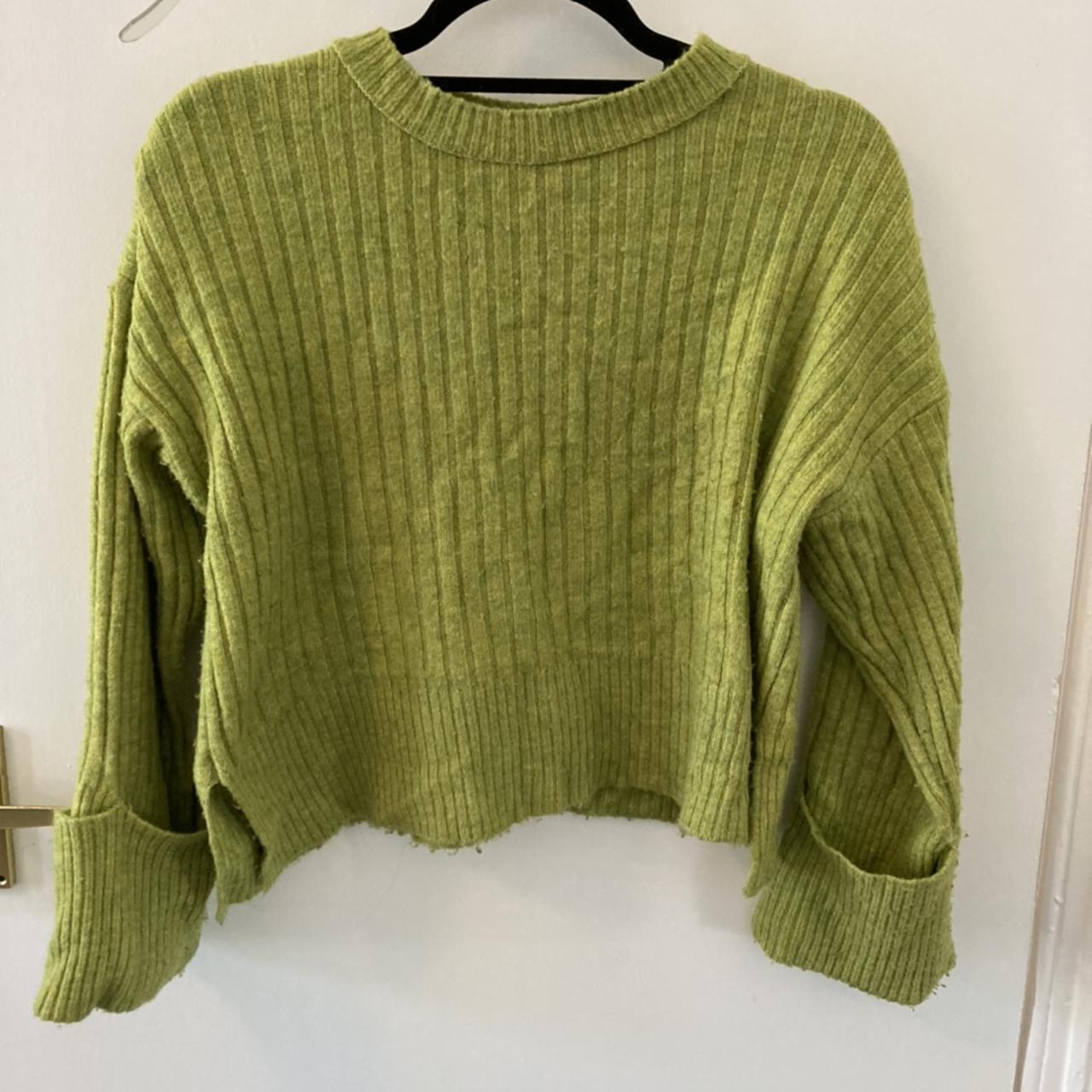 Lime green heavy knit jumper from Topshop - so cosy... - Depop