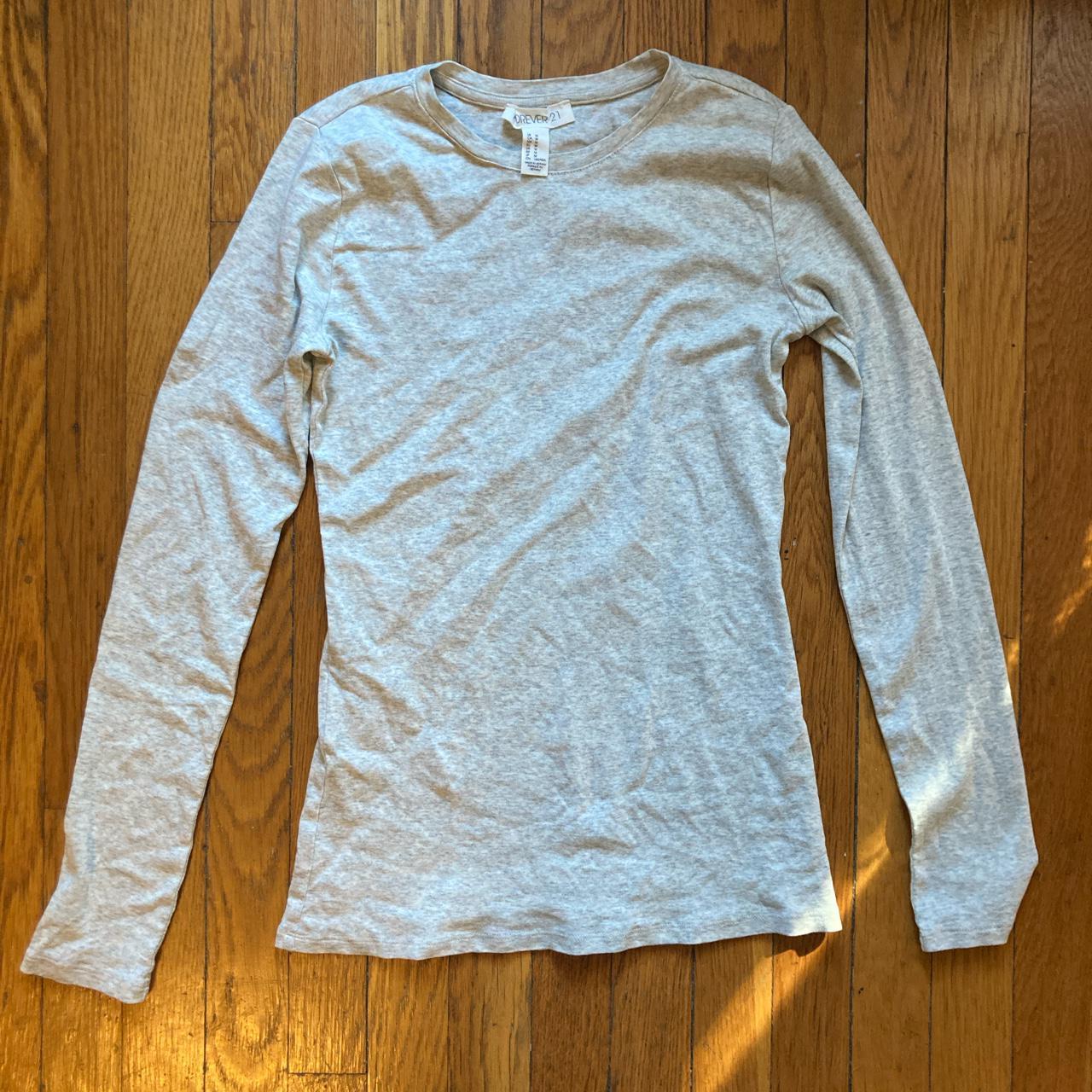 Forever 21 light grey long sleeve shirt size medium... - Depop