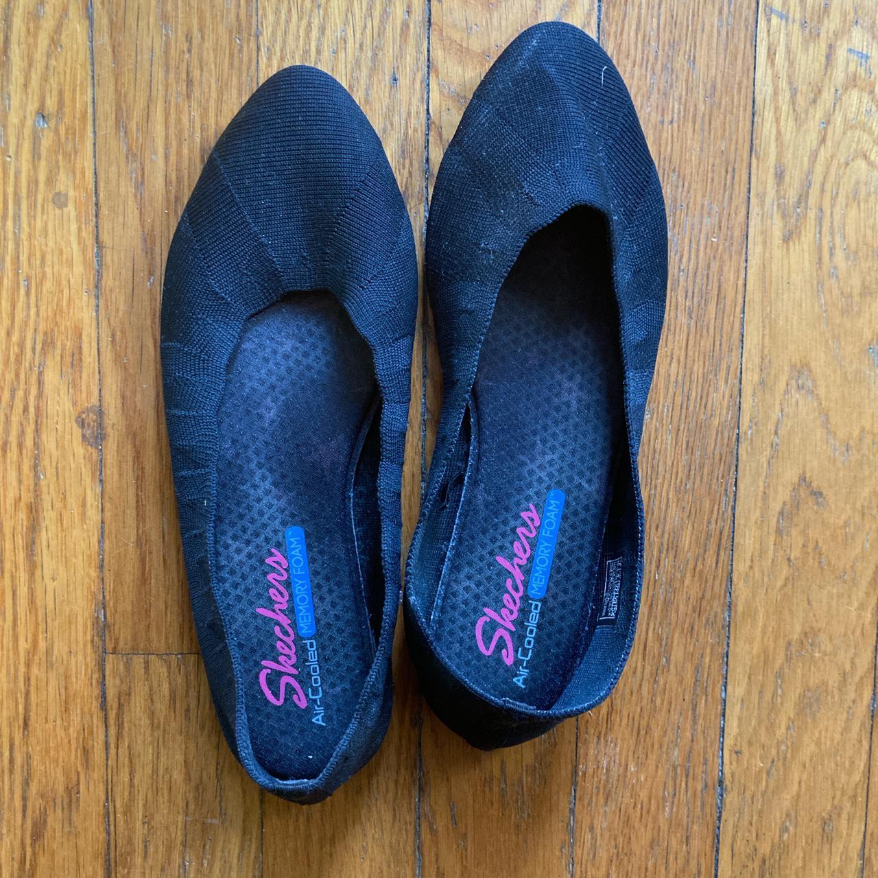 Sketchers memory foam black ballet flats ; size 6.5... - Depop